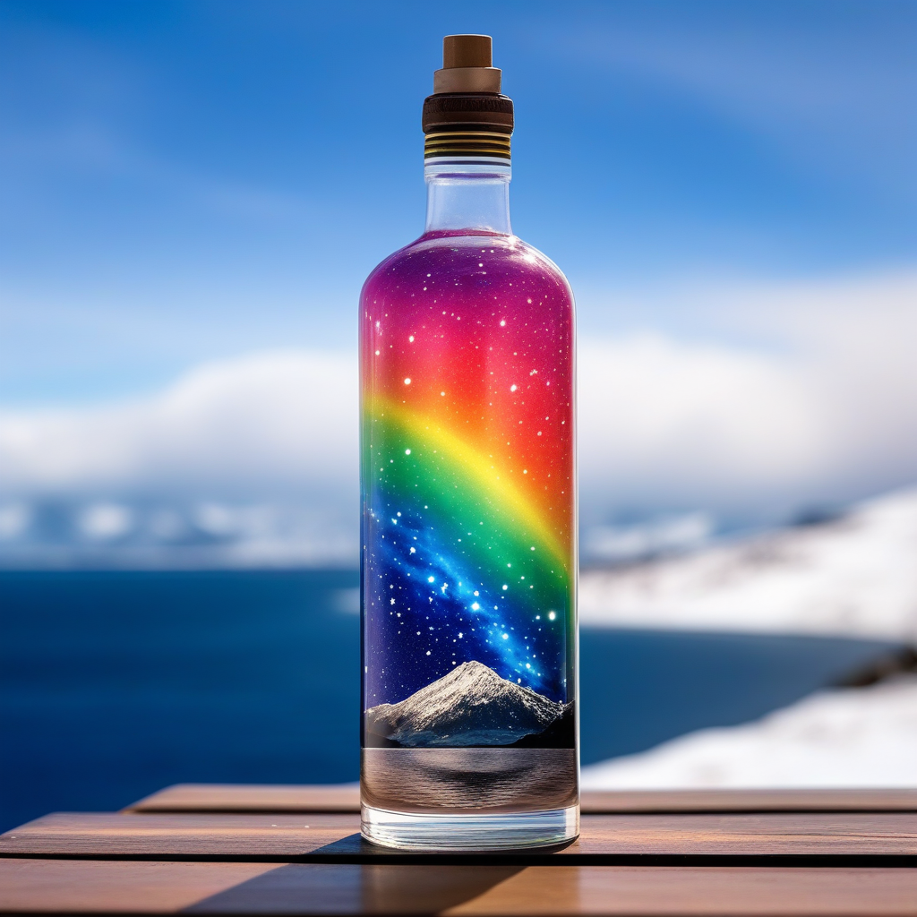 Bottle demo image with EXIF parameters from ComfyUI